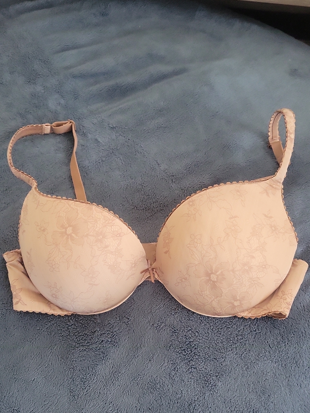 SKIMS ULTIMATE PICOT TEARDROP PUSH-UP BRA | SAND LACE 38B